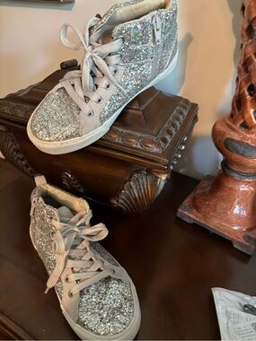 GAP Girls' Glitter High-Top Sneakers - Silver